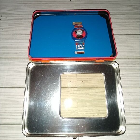 Universal Studios Dr. Seuss The Cat In The Hat Kids Watch With Storage Tin 2003 - Picture 4 of 9